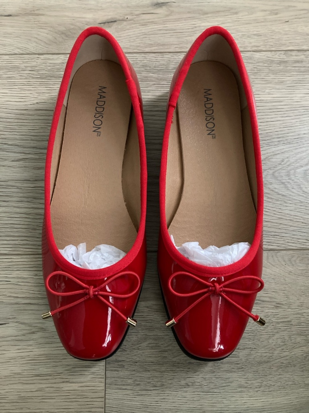 Maddison Red Patent Ballet Flats with Bow BNIB